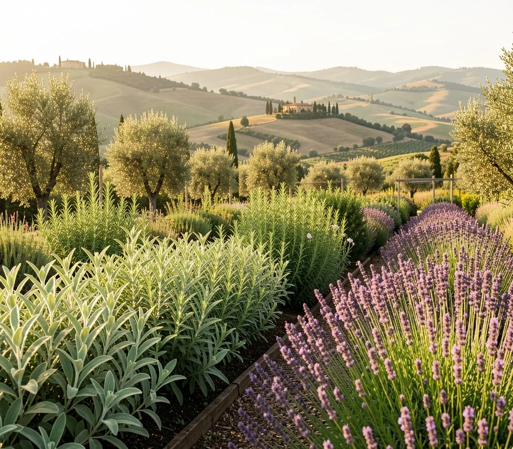 Orto botanico italiano con erbe aromatiche