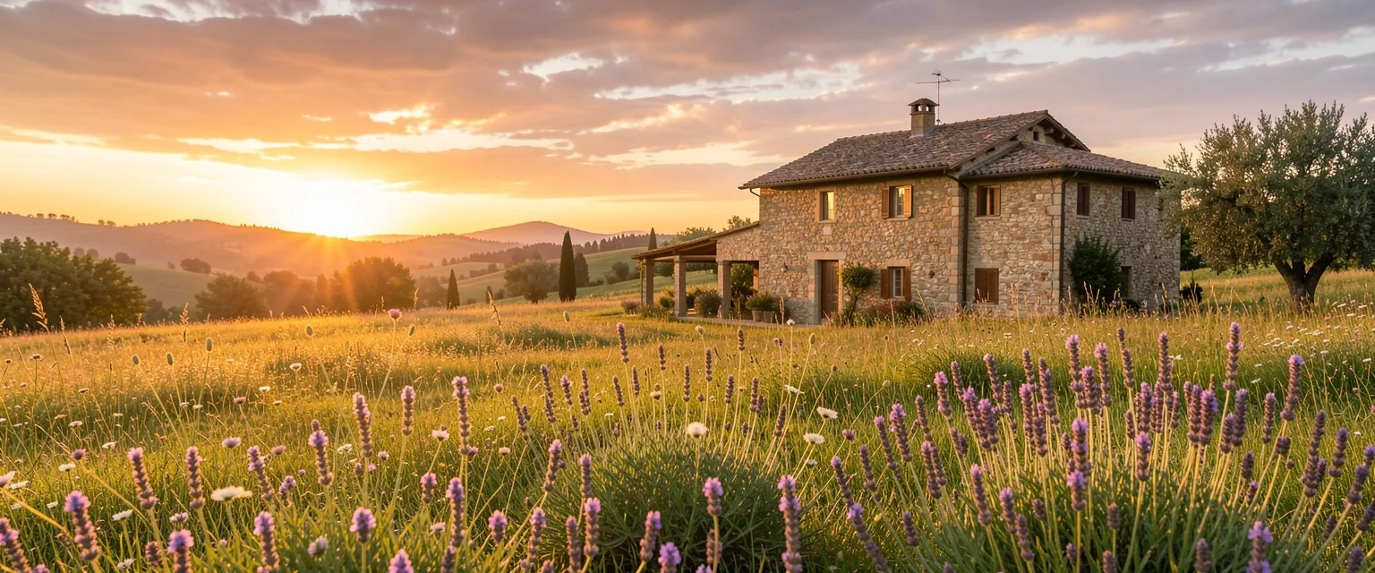 Campagna italiana con colline e vegetazione mediterranea